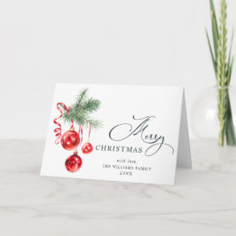 Elegante Rote Ornament Frohe Weihnachtsgrüße Feiertagskarte