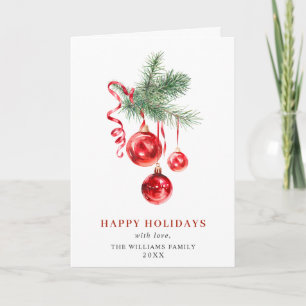 Elegante Rote Ornament Frohe Weihnachtsgrüße Feiertagskarte