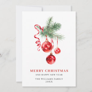 Elegante Rote Ornament Frohe Weihnachtsgrüße Feiertagskarte