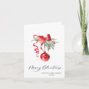 Elegante Rote Ornament Frohe Weihnachtsgrüße Feiertagskarte