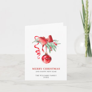Elegante Rote Ornament Frohe Weihnachtsgrüße Feiertagskarte
