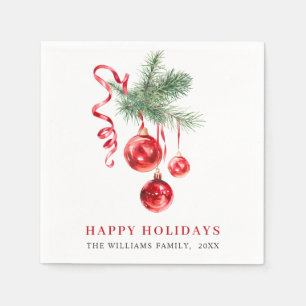 Elegante Rote Ornament Weihnachtsfeier Serviette