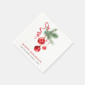 Elegante Rote Ornament Weihnachtsfeier Serviette (Ecke)