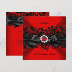 Elegante rote Perle schwarze Spitze Schleife Gebur Einladung