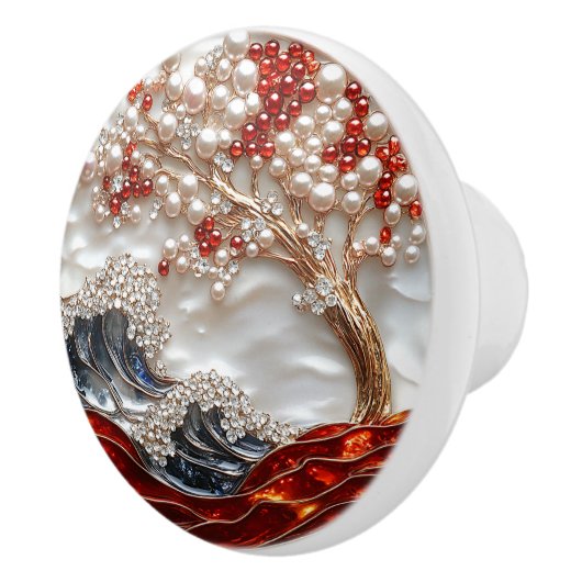 Elegante Rote Perlen Keramikknauf (Rechts)