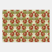 Elegante rote Pflaumen mit Niedlichen grünen Blätt Geschenkpapier Set (Vorderseite)