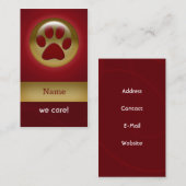 elegante rote Pfote für Haustierpflege Visitenkart Visitenkarte (Vorne/Hinten)