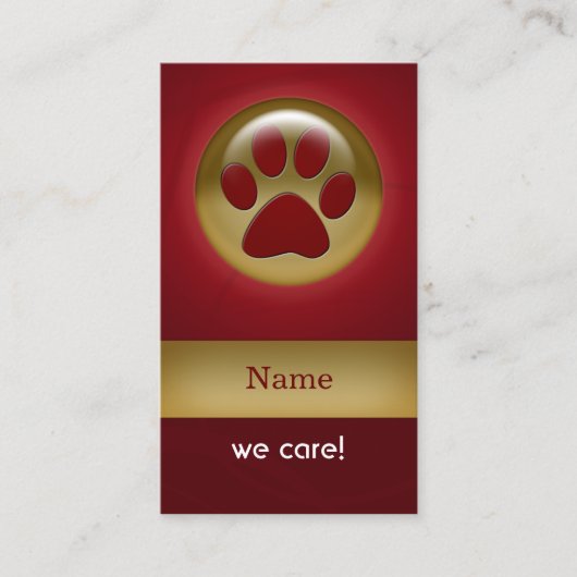 elegante rote Pfote für Haustierpflege Visitenkart Visitenkarte (Vorderseite)