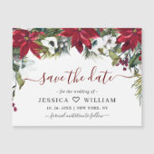 Elegante rote Poinsettia Save the Date Magnetkarte (Vorderseite)