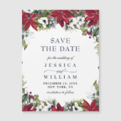 Elegante rote Poinsettia Save the Date Magnetkarte (Vorderseite)