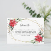 Elegante Rote Poinsettia Winterlandschaft Details Begleitkarte (Stehend Vorderseite)