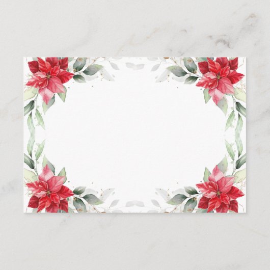 Elegante Rote Poinsettia Winterlandschaft Details Begleitkarte (Rückseite)