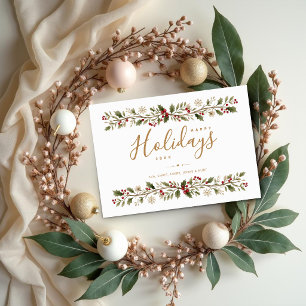 Elegante rote Poinsettie Botanical Schrift TMF26 Feiertagskarte