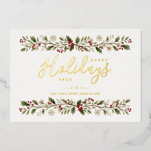 Elegante rote Poinsettie Botanical Schrift TMF26 Folieneinladung