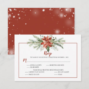 Elegante rote Poinsettie Immergrün Weihnachten RSV RSVP Karte