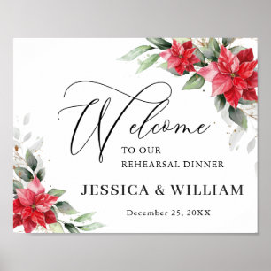 Elegante rote Poinsettie PROBEDESSEN WILLKOMMEN Poster