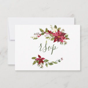 Elegante rote Poinsettien-Website Weihnachten Hoch RSVP Karte