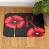 Elegante rote Pupies Monogramm schwarze Badematte