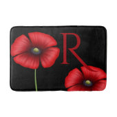 Elegante rote Pupies Monogramm schwarze Badematte (Vorderseite)