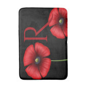 Elegante rote Pupies Monogramm schwarze Badematte (Vorderseite Vertikal)