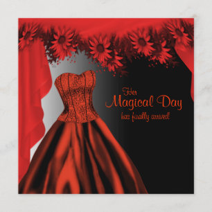 Elegante rote Quinceanera Einladung