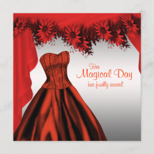 Elegante rote Quinceanera-Einladungen Einladung