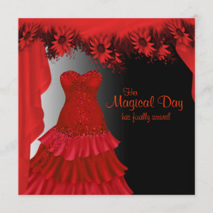 Elegante rote Quinceanera-Einladungen Einladung