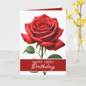Elegante Rote Rose 100. Geburtstag Karte (Gelbe Blume)