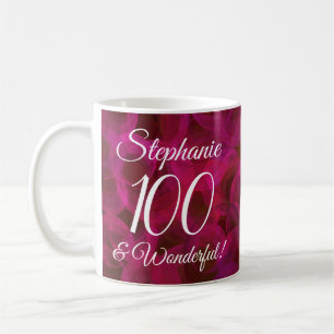 Elegante rote Rose 100 und wundervolles Geburtstag Kaffeetasse