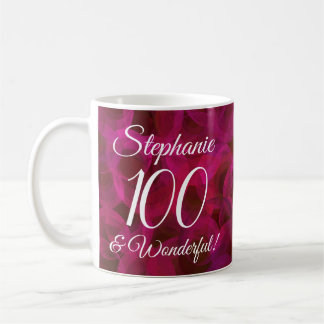 Elegante rote Rose 100 und wundervolles Geburtstag Kaffeetasse
