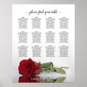 Elegante Rote Rose 12 Tabelle Hochzeitsdiagramm Poster (Vorne)