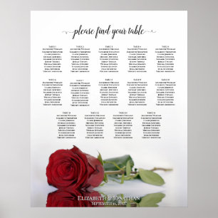 Elegante Rote Rose 14 Tafelübersicht Poster