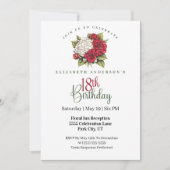 Elegante Rote Rose 18. Geburtstag Einladung (Vorderseite)