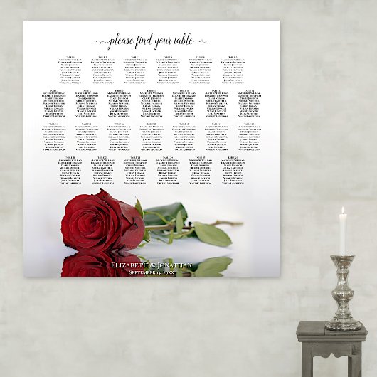 Elegante Rote Rose 26 Tafelübersicht Poster