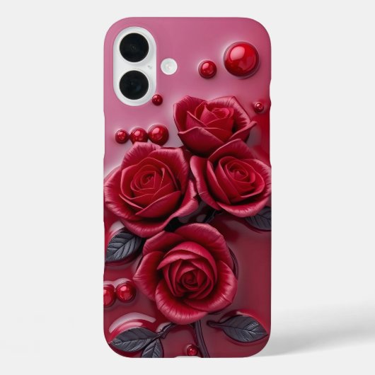Elegante Rote Rose 3D Floral Phone Case (Rückseite)