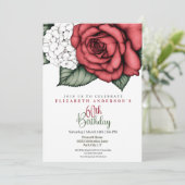 Elegante Rote Rose 60. Geburtstag Einladung (Stehend Vorderseite)
