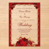 Elegante Rote Rose Acryleinladungen (Vorderseite)