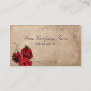 Elegante rote Rose auf beige vintage antik Visitenkarte