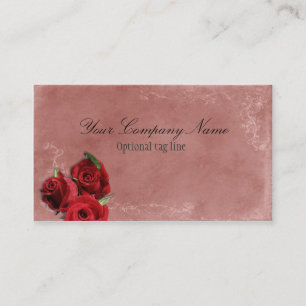 Elegante rote Rose auf burgunderrotem Vintage-Anti Visitenkarte