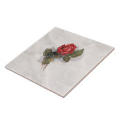Elegante Rote Rose auf Gray Marble BG Fliese (Seite)