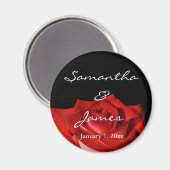 Elegante Rote Rose auf schwarzer personalisierter Magnet (Vorderseite/Rückseite)
