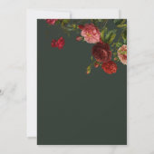 Elegante rote Rose auf Vintager Hochzeit Einladung (Rückseite)