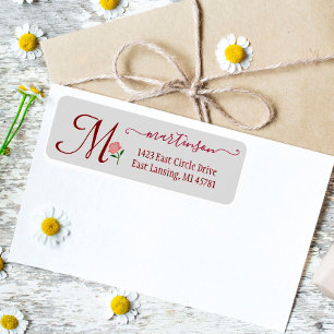 Elegante Rote Rose benutzerdefinierte Monogramm-Sw