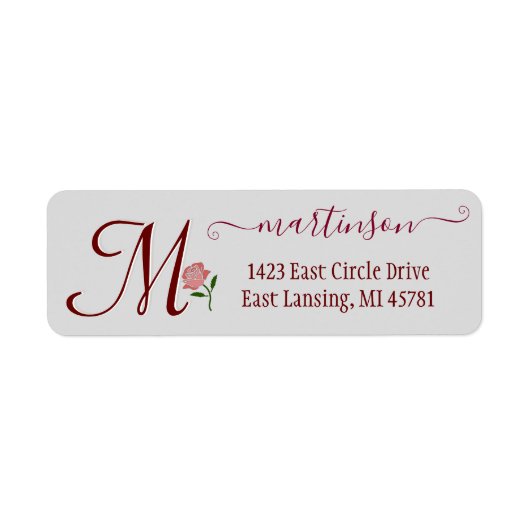 Elegante Rote Rose benutzerdefinierte Monogramm-Sw (Vorne)