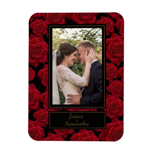 Elegante Rote Rose - Benutzerdefiniertes Foto Magnet (Vertikal)