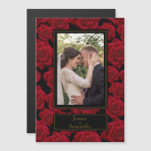 Elegante Rote Rose - Benutzerdefiniertes Foto Magnetkarte (Vorne/Hinten)