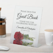 Elegante Rote Rose Bitte unterschreiben Sie unser Sockelschild (In SItu)