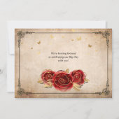 Elegante Rote Rose Black and Gold Foto Quinceanera Save The Date (Rückseite)