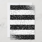 Elegante Rote Rose Black Silver Confetti Quinceañe Einladung (Rückseite)