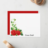 Elegante Rote Rose Blume Mitteilungskarte (Vorderseite/Rückseite Beispiel)